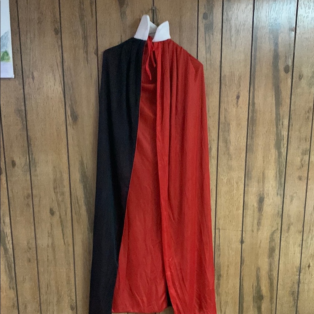 Adult Black and Red Costume Cape w/ Collar